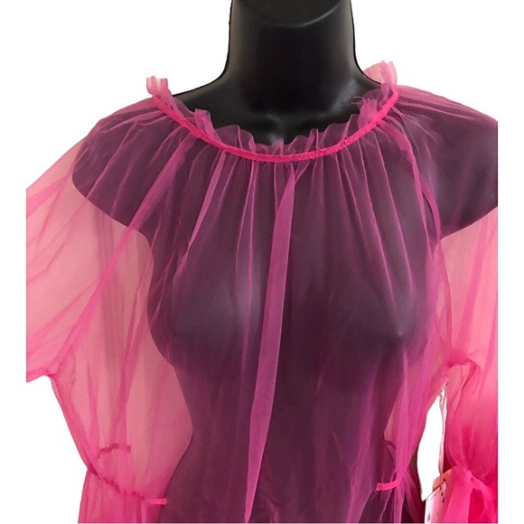 Maeve style Pink sheer tulle‎ blouse tunic mini dress top size Large new - Picture 11 of 15